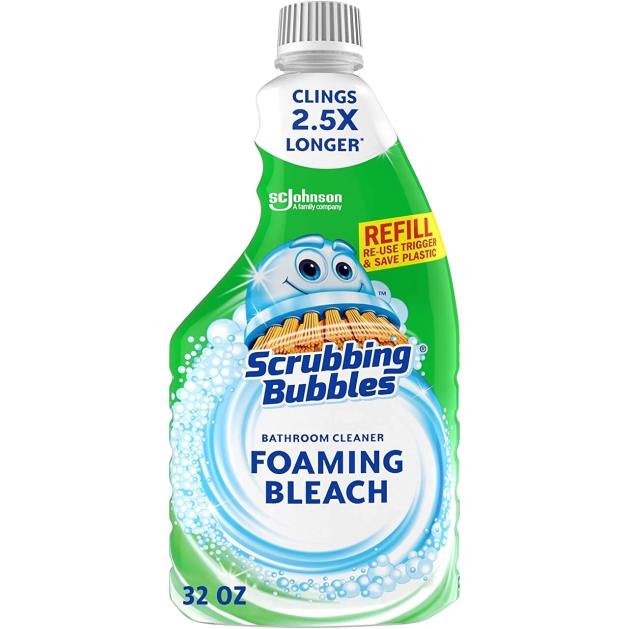Scrubbing Bubbles Foaming Bleach Bathroom Cleaner Refill, Erases Mold and Mildew Stains, 32 Fl oz.
